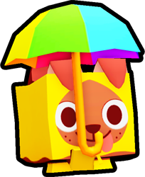 Shiny Rainbow Umbrella Dog